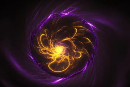 Abstract Yellow and Purple Fractal Explosion
