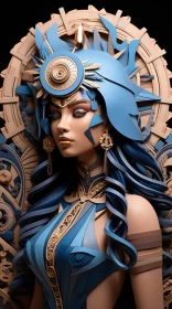 Blue Haired Goddess: An Aztec-Inspired Sculpture