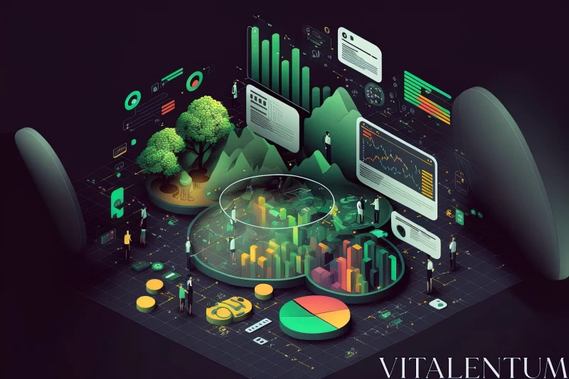 Business and Financial Isometrics: A Moody Atmosphere in Emerald and Amber