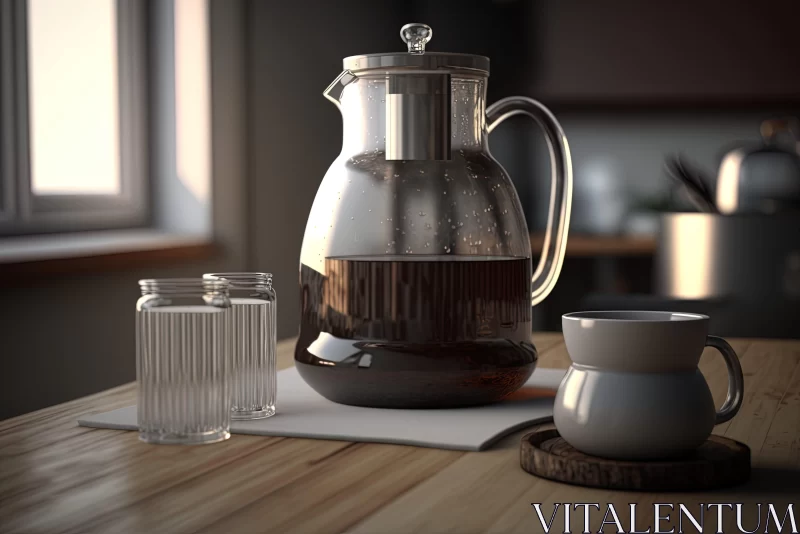 3D Rendered Coffee Pot in Industrial Tumblewave Style AI Image