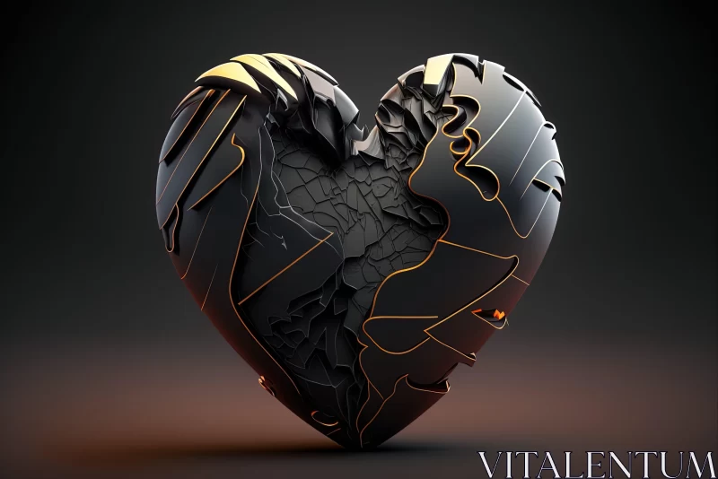 Abstract Art of a Broken Heart on a Dark Background AI Image