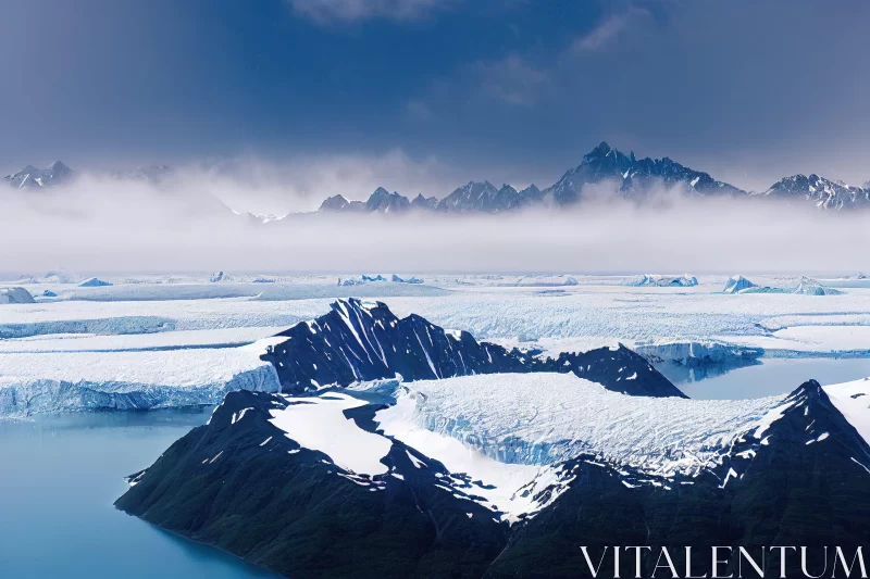 Arctic Fjord & Glacial Landscape - Ethereal Impressionistic Imagery AI Image