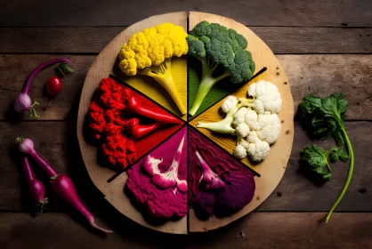 Colorful Food Arrangements on Wooden Board