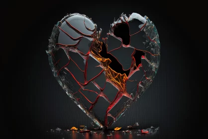 Shattered Glass Heart - Conceptual Art of Trapped Emotions