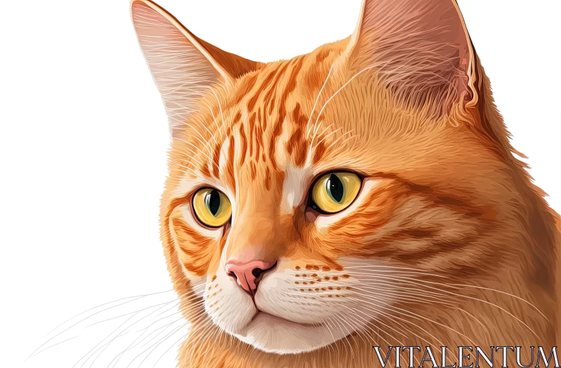 Orange Tabby Cat in Colorful Digital Illustration AI Image