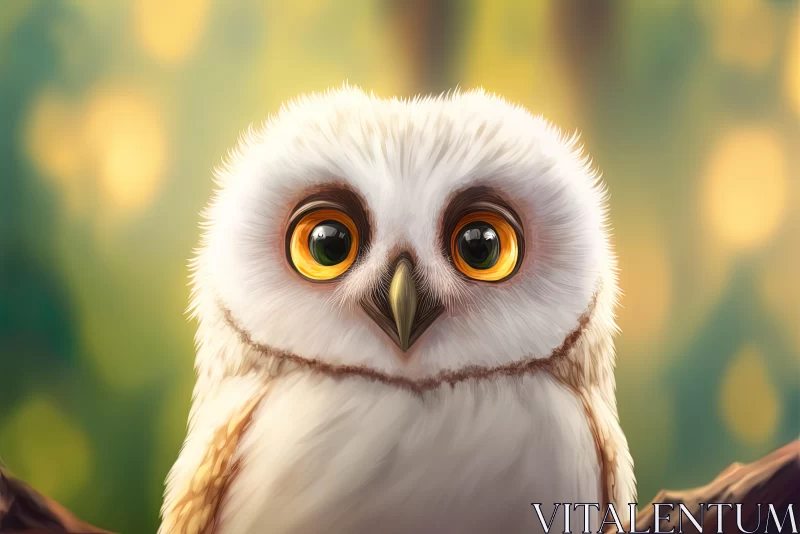 Enchanted Owl Portrait - A Blend of Realism and Cartoon Innocence AI Image