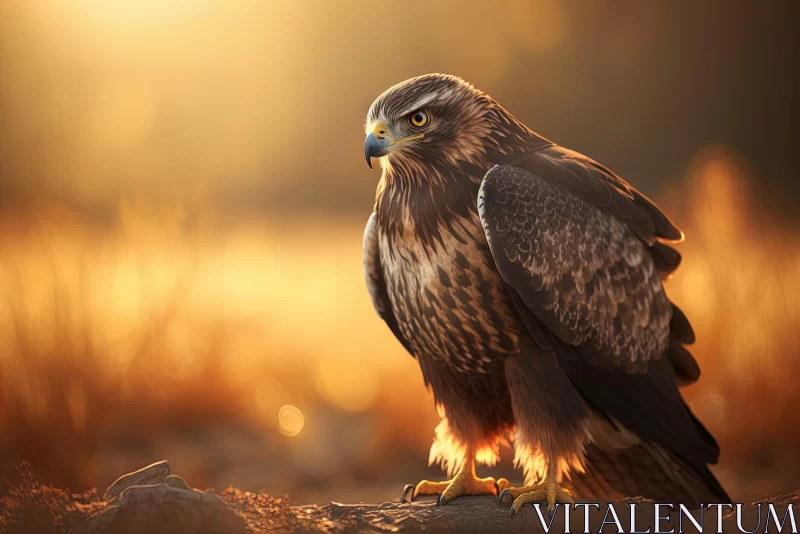 Golden Sunset Eagle: A Majestic Portrait in Nature AI Image