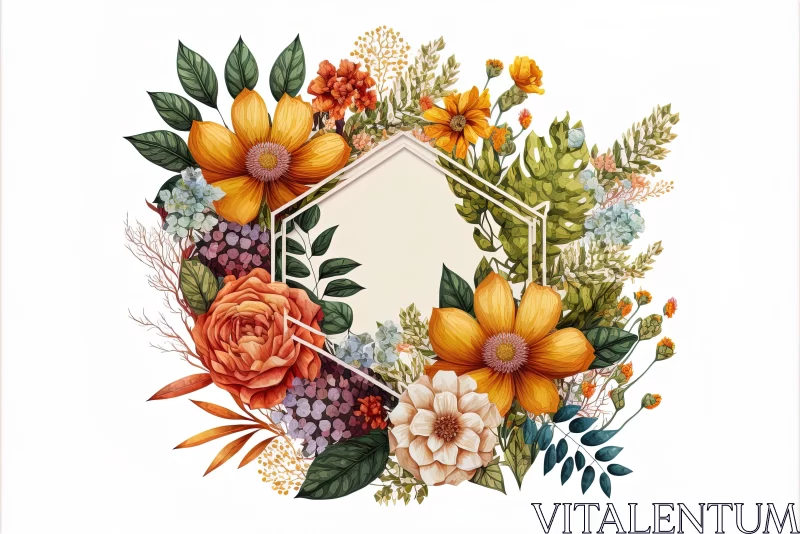 Watercolor Floral Background Vector Illustration in Emerald and Amber AI Image