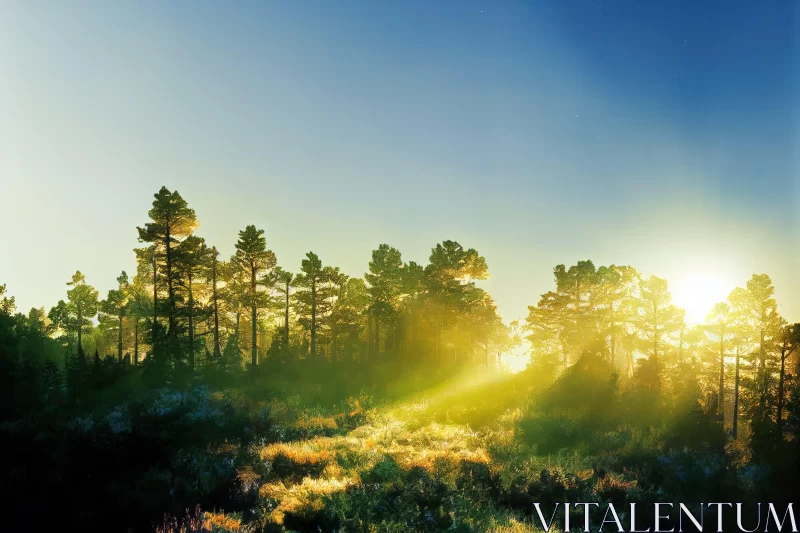Morning Light Over Woodland - A Dreamy Landscape AI Image