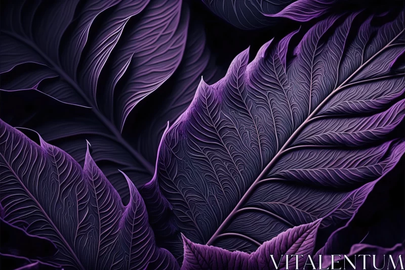 AI ART Purple Leaf Wallpaper - A Monochrome, Nature-Inspired Artwork