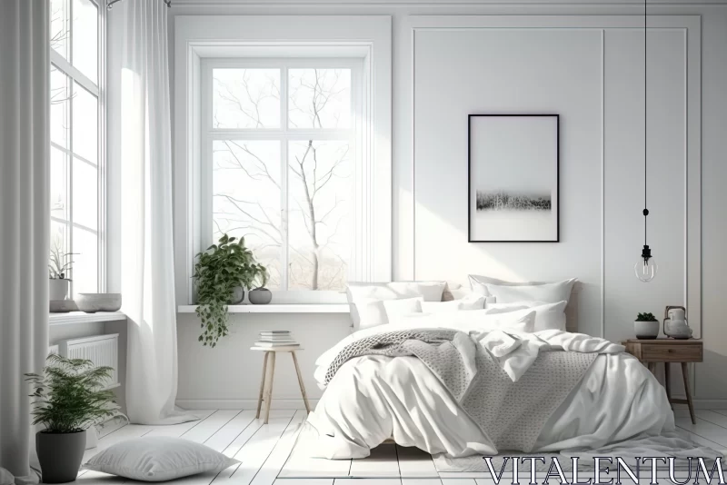 AI ART Stylish White Modern Bedroom - A Touch of Scandinavian Style