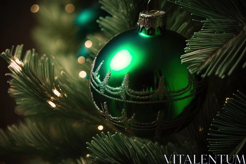 Eerily Realistic Green Christmas Ball Decoration AI Image