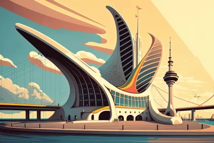 Art Nouveau-Inspired Futuristic Cityscape: A Journey Through Time AI Image