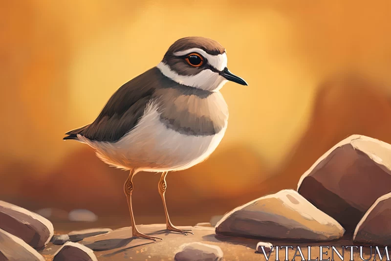 Cartoonish Bird Portrait in Desertwave Style AI Image
