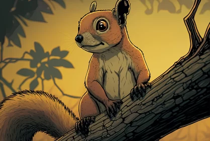 Graphic Novel Style Squirrel Illustration