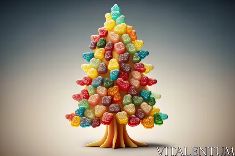AI ART Vintage-inspired Candy Christmas Tree - Surreal and Playful