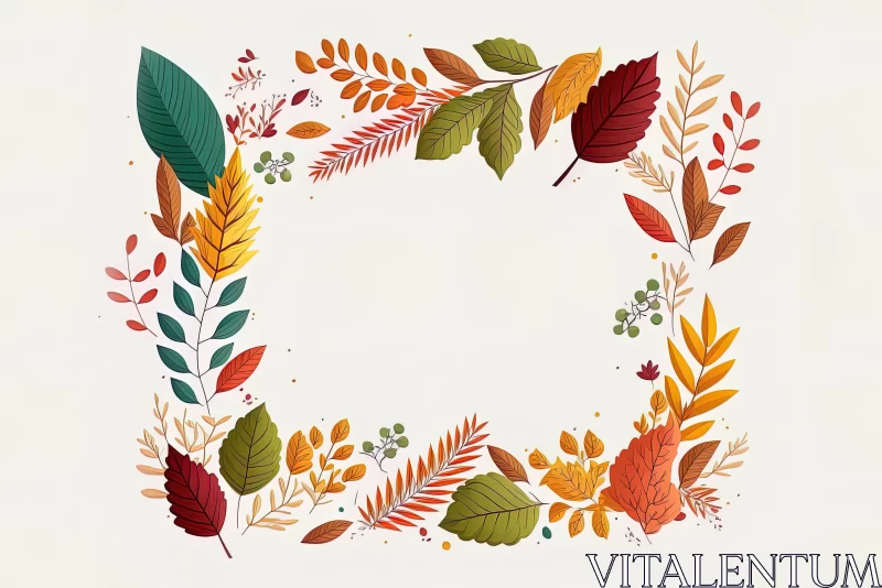 Fall Frame Vector Illustration with Colorful Autumn Leaves AI Image