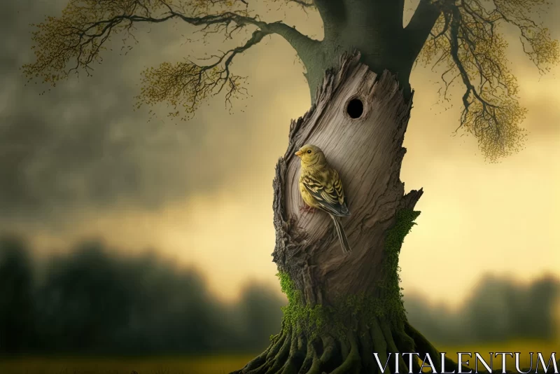 Captivating Photorealistic Landscape of Birds in Tree Nest AI Image