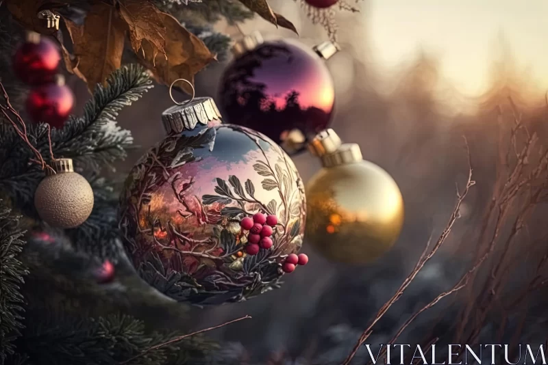 Enchanting Christmas Tree Decorations and Lights AI Image