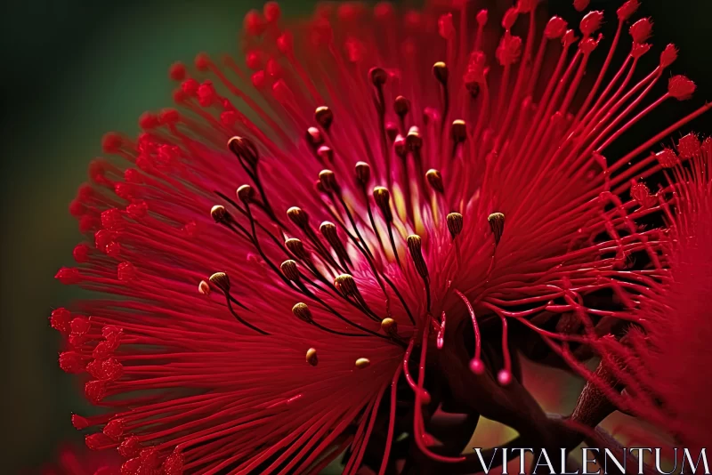 Exquisite Red Flower in Tonga and Maori Art Style AI Image