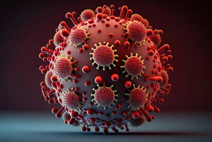 Intricate Rendering of Coronavirus on Black Background