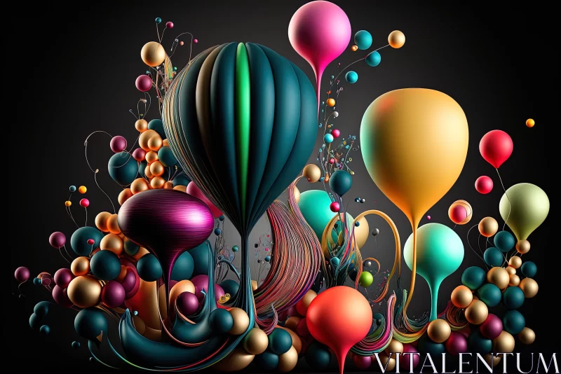Surrealistic Abstract Artwork of Colorful Balloons AI Image