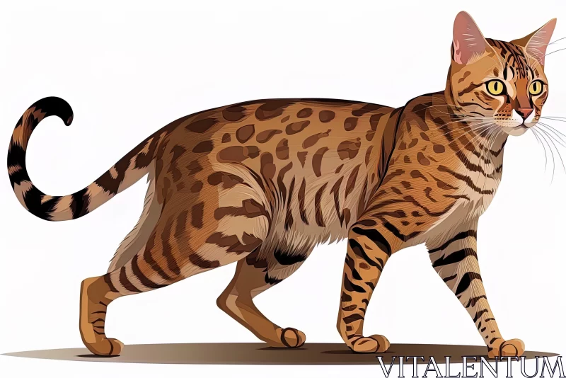 Bengal Cat in Animated Style: A Digital Artwork AI Image