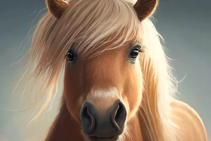 Charming Pony Head Digital Art Illustration AI Image