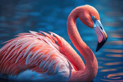 Pink Flamingo with Blue Eyes - Detailed Animal Illustration
