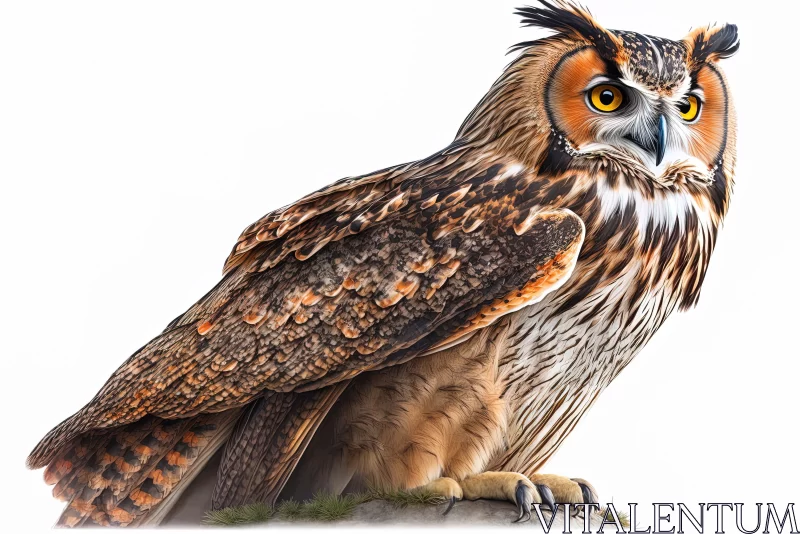 Realistic Eagle Owl Illustrations in Orange and Beige AI Image