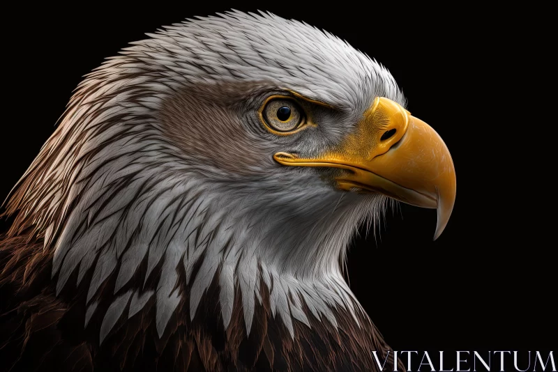 Majestic Bald Eagle on Black Background - Realistic and Detailed AI Image