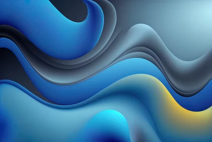 Blue and Yellow Wave Patterns - Abstract Artwork