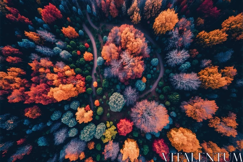 Mesmerizing Autumn Forest from Above AI Image