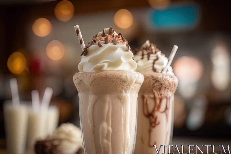 Dreamy Chocolate Milkshakes with Whipped Cream AI Image