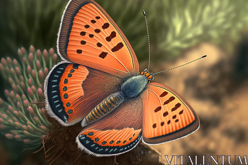 Detailed Orange Butterfly Drawing AI Image