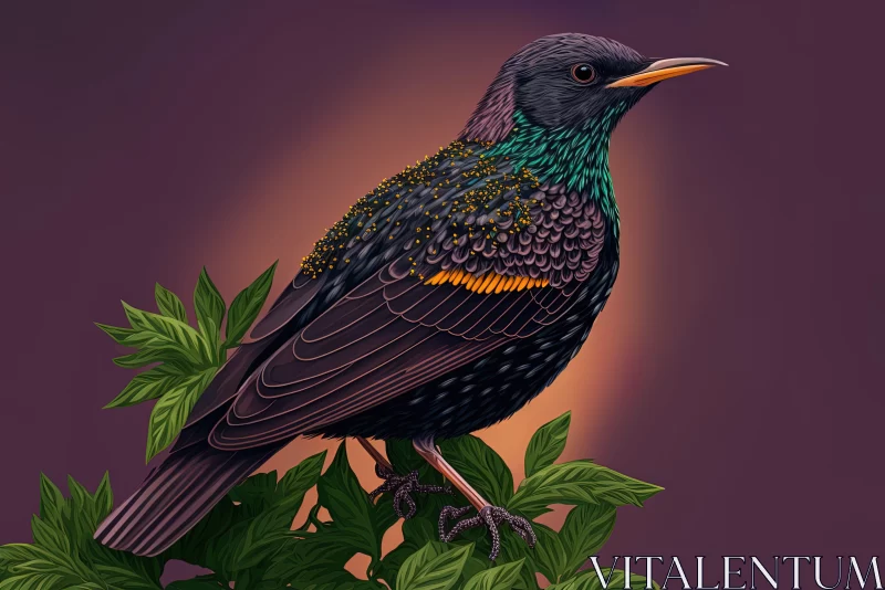 Richly Detailed Bird Illustration with Colorful Moebius Style AI Image