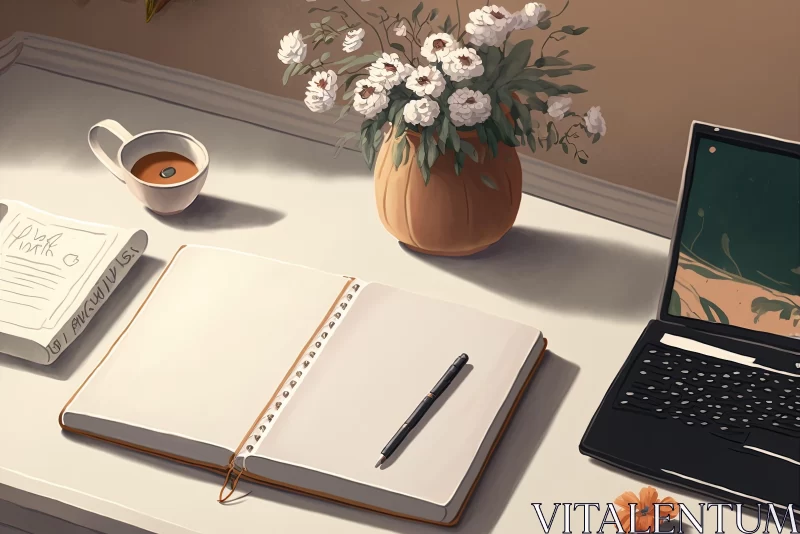 Warm Toned Concept Art - Everyday Life on a Table AI Image