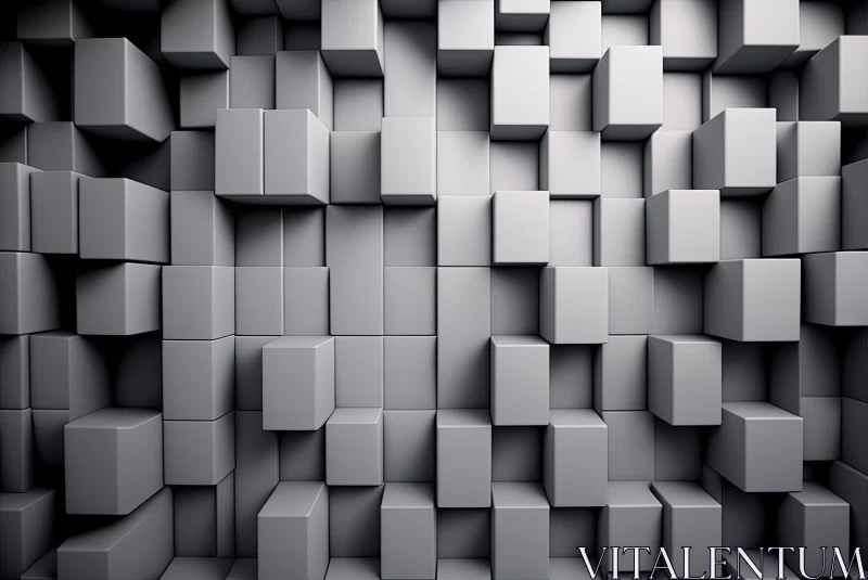 AI ART Grey and White Abstract Cube Artwork