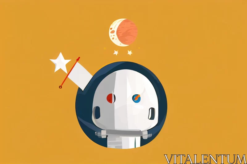 AI ART Whimsical Space Illustration: Astronaut with Star and Moon