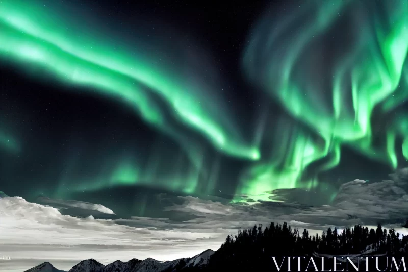 Aurora Borealis - A Supernatural Display in Alaska's Night Sky AI Image