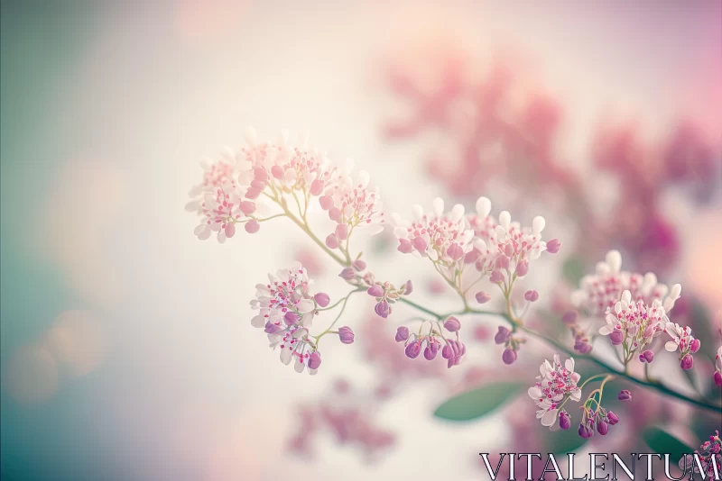 Soft and Dreamy Tones: A Study of Botanical Abundance in Light Pink AI Image