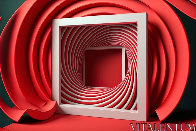 Surrealistic Spiral Installation with Red Frame AI Image