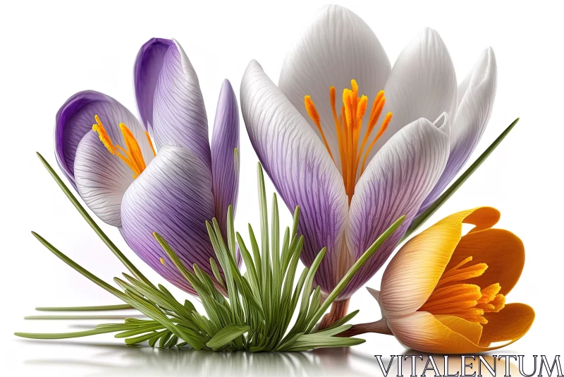 Intricate and Realistic Floral Arrangement of Crocuses AI Image