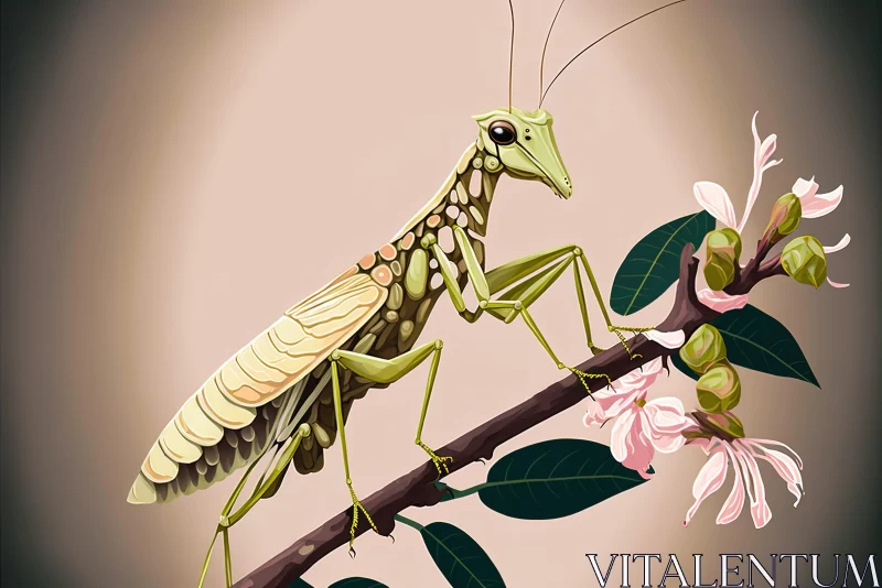 Intriguing Insect on Flowers: A Study in Digital Art AI Image