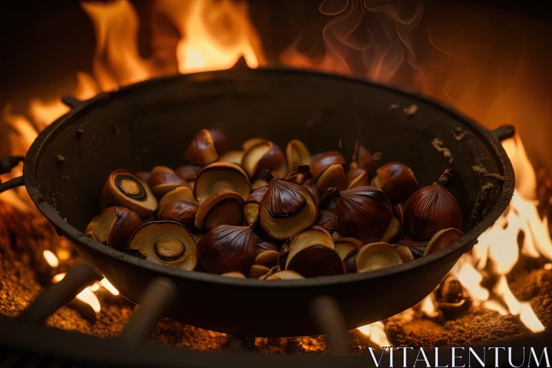 Chestnuts Roasting on an Open Fire - A Traditional, Nature-Inspired Scene AI Image