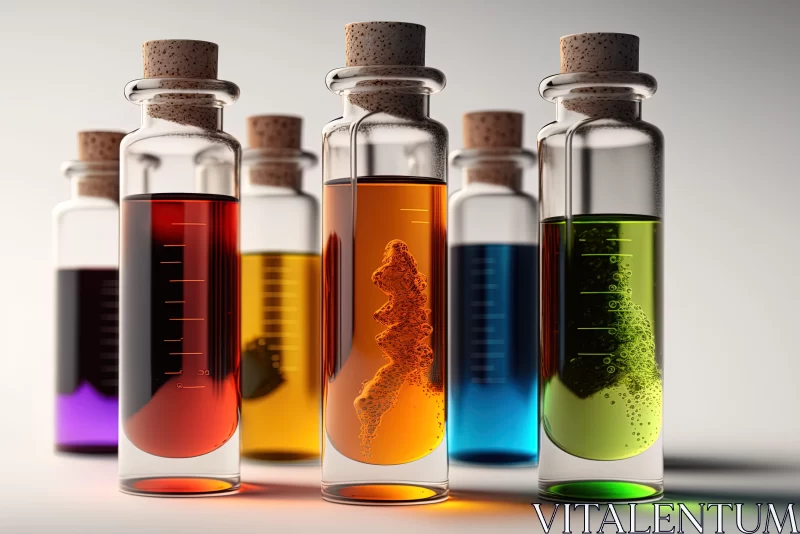 AI ART Colorful Liquid Display in Glass Bottles - Scientific and Naturalist Art