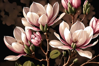 Handcrafted Magnolia Flowers Painting - Serene and Realistic