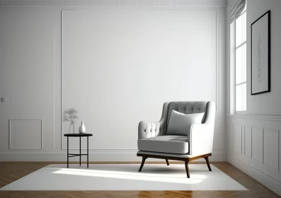 Minimalist Room with Neotraditional Influence and Somber Mood