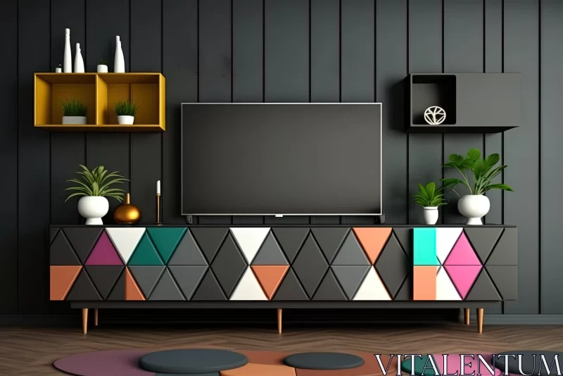 AI ART Modern Living Room Decor with Bold Geometric Design
