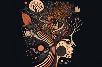 Psychedelic Tree Woman Illustration